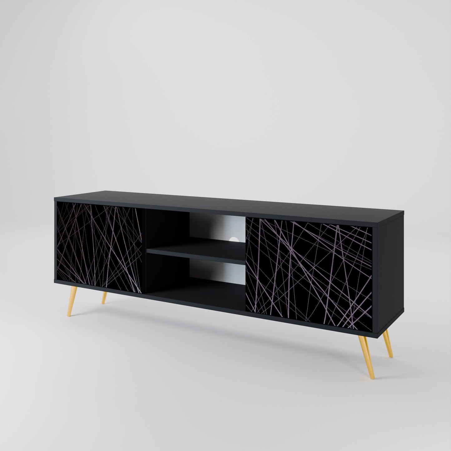 SHIMMER SPIDERGRAM 2-dörrars TV-bänk i svart finish