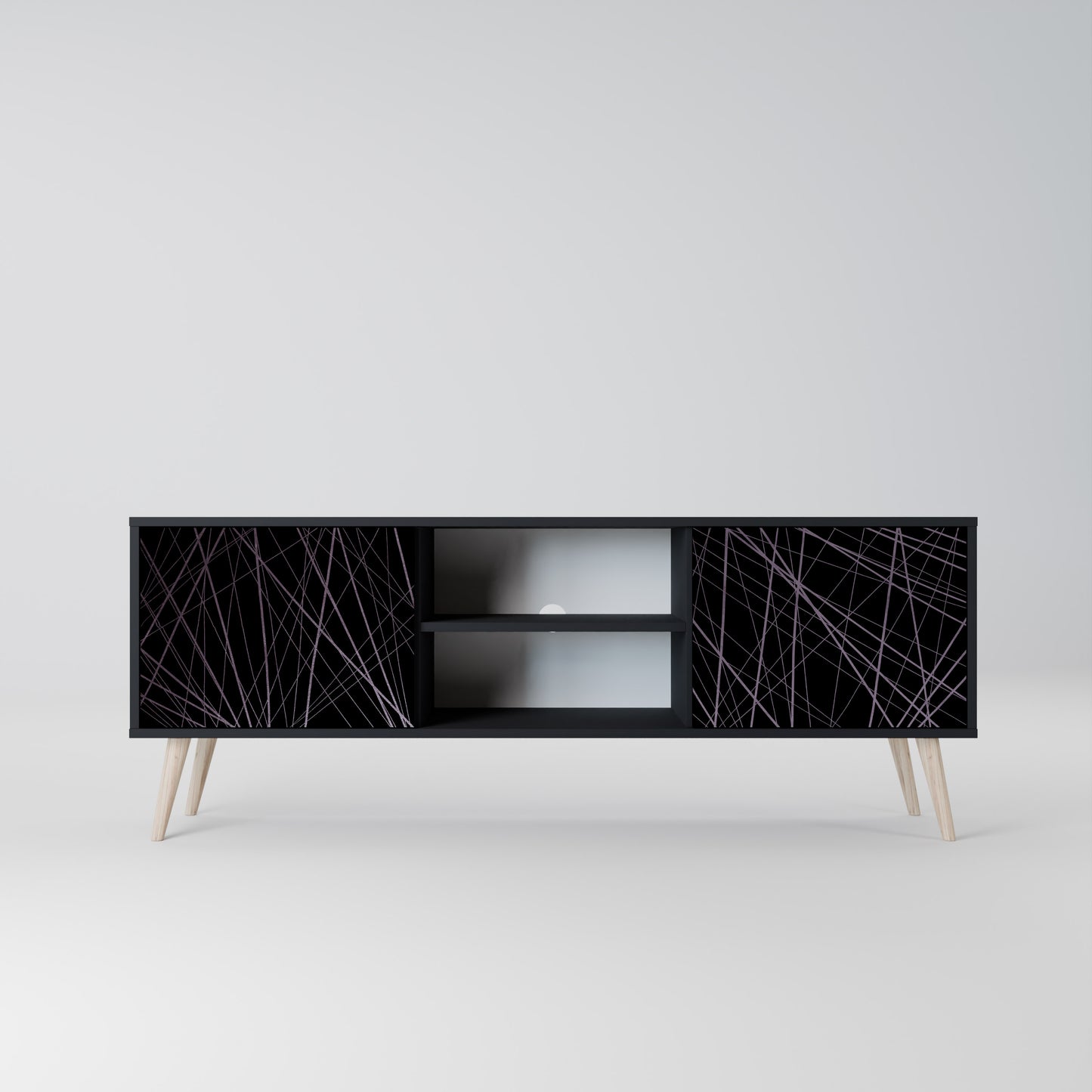 SHIMMER SPIDERGRAM 2-dörrars TV-bänk i svart finish