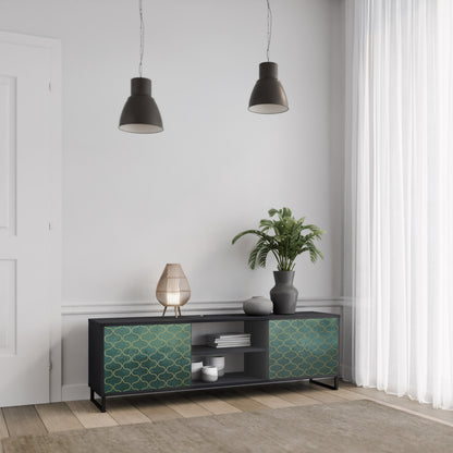 TESSELATED GREENRY 2-dörrars TV-bänk i svart finish