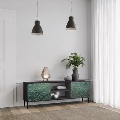 TESSELATED GREENRY 2-dörrars TV-bänk i svart finish
