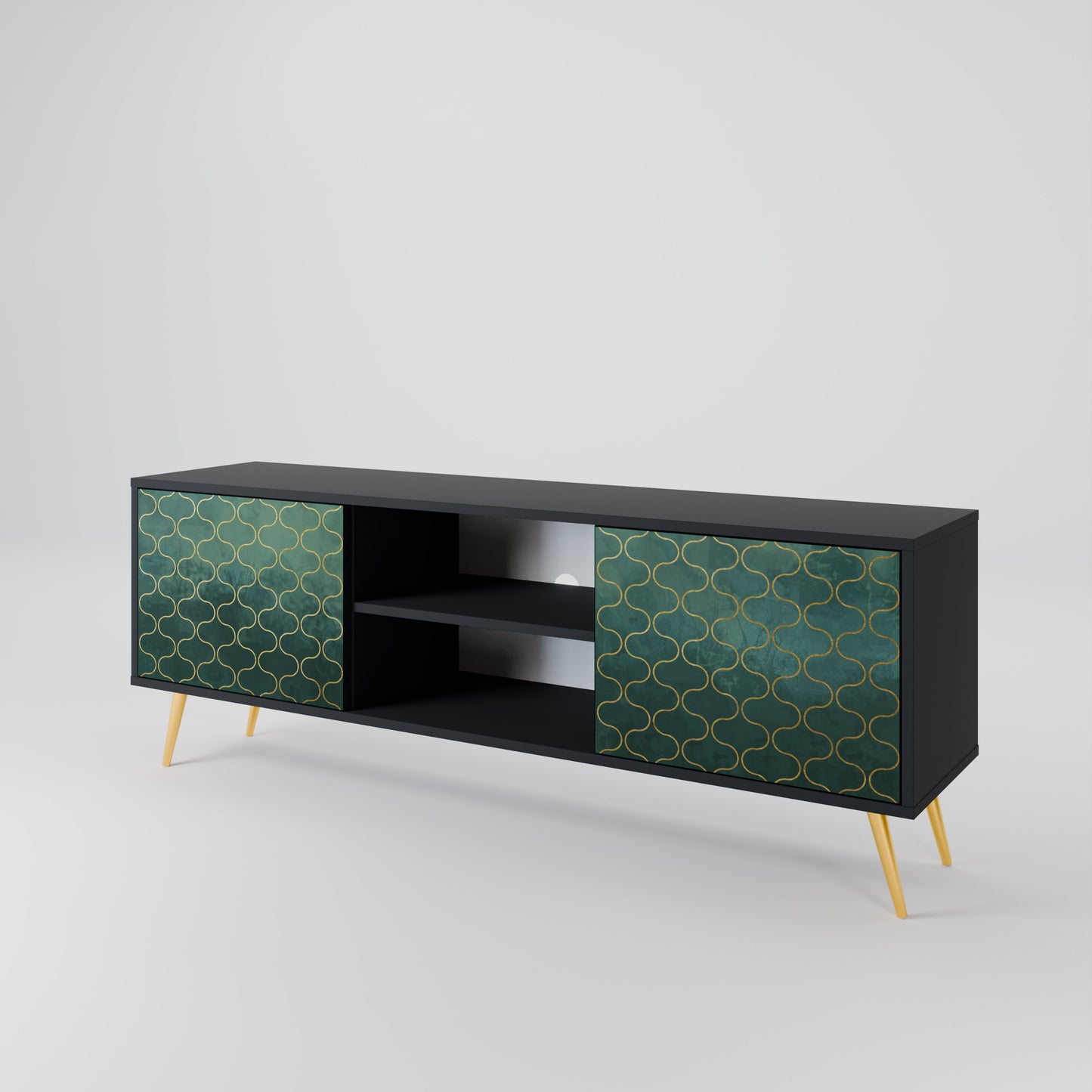 TESSELATED GREENRY 2-dörrars TV-bänk i svart finish