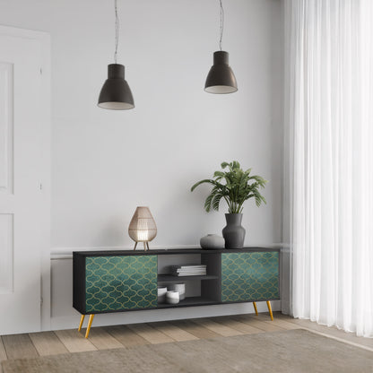 TESSELATED GREENRY 2-dörrars TV-bänk i svart finish