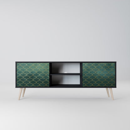 TESSELATED GREENRY 2-dörrars TV-bänk i svart finish