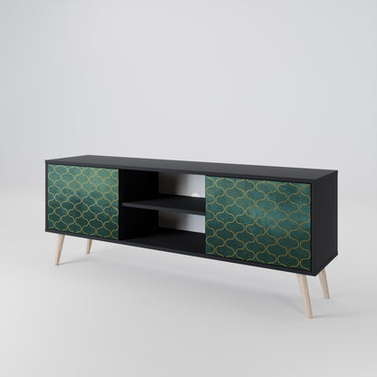 TESSELATED GREENRY 2-dörrars TV-bänk i svart finish