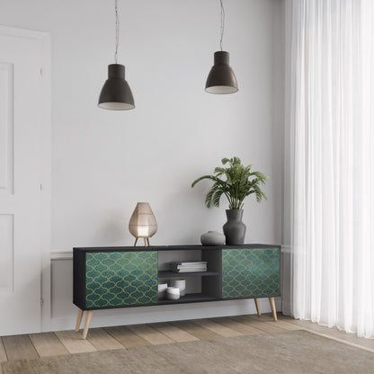TESSELATED GREENRY 2-dörrars TV-bänk i svart finish