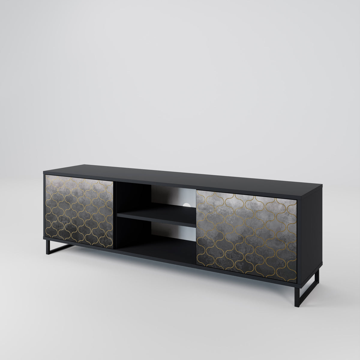 TESSELATED GRAYISH TV-bänk med två dörrar