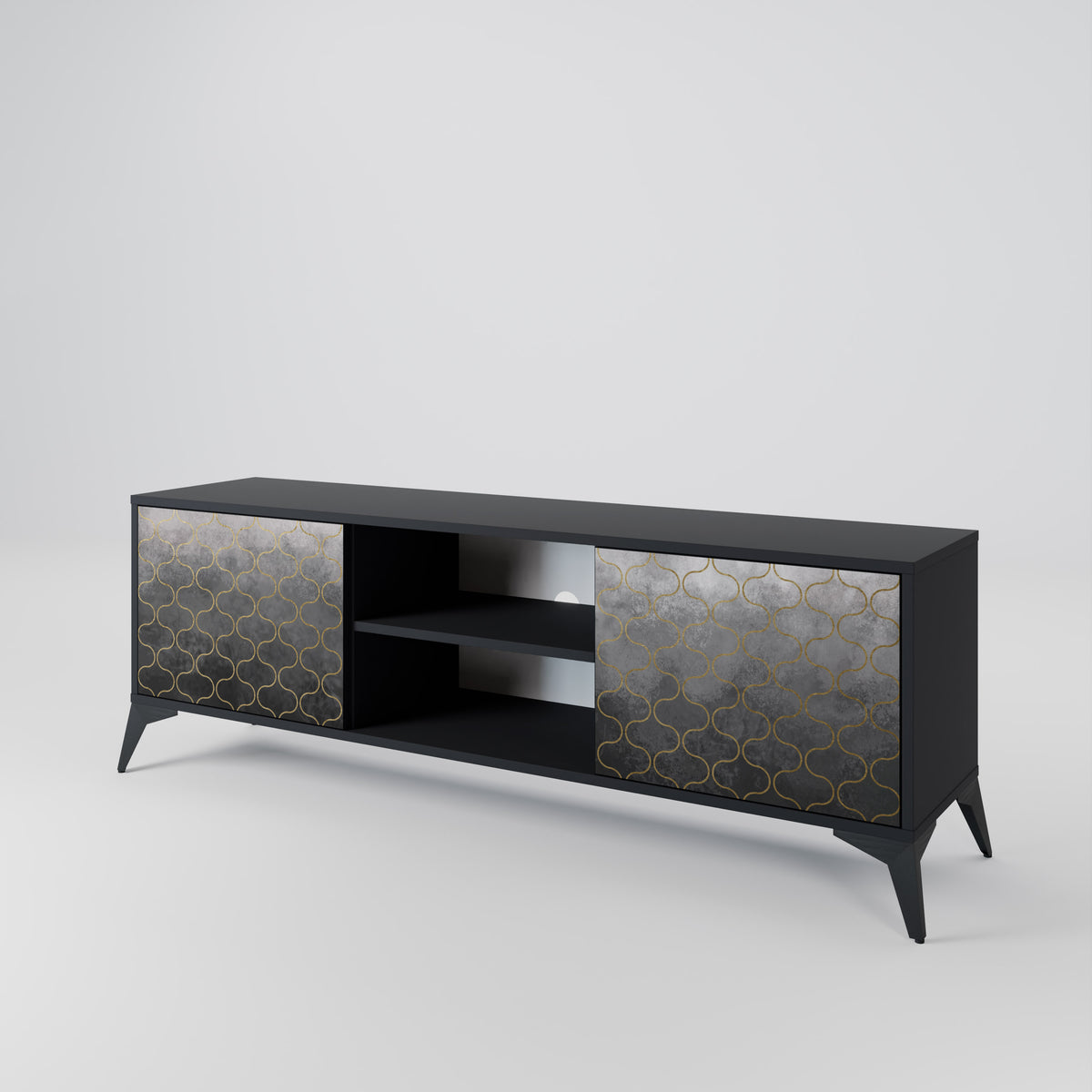 TESSELATED GRAYISH TV-bänk med två dörrar