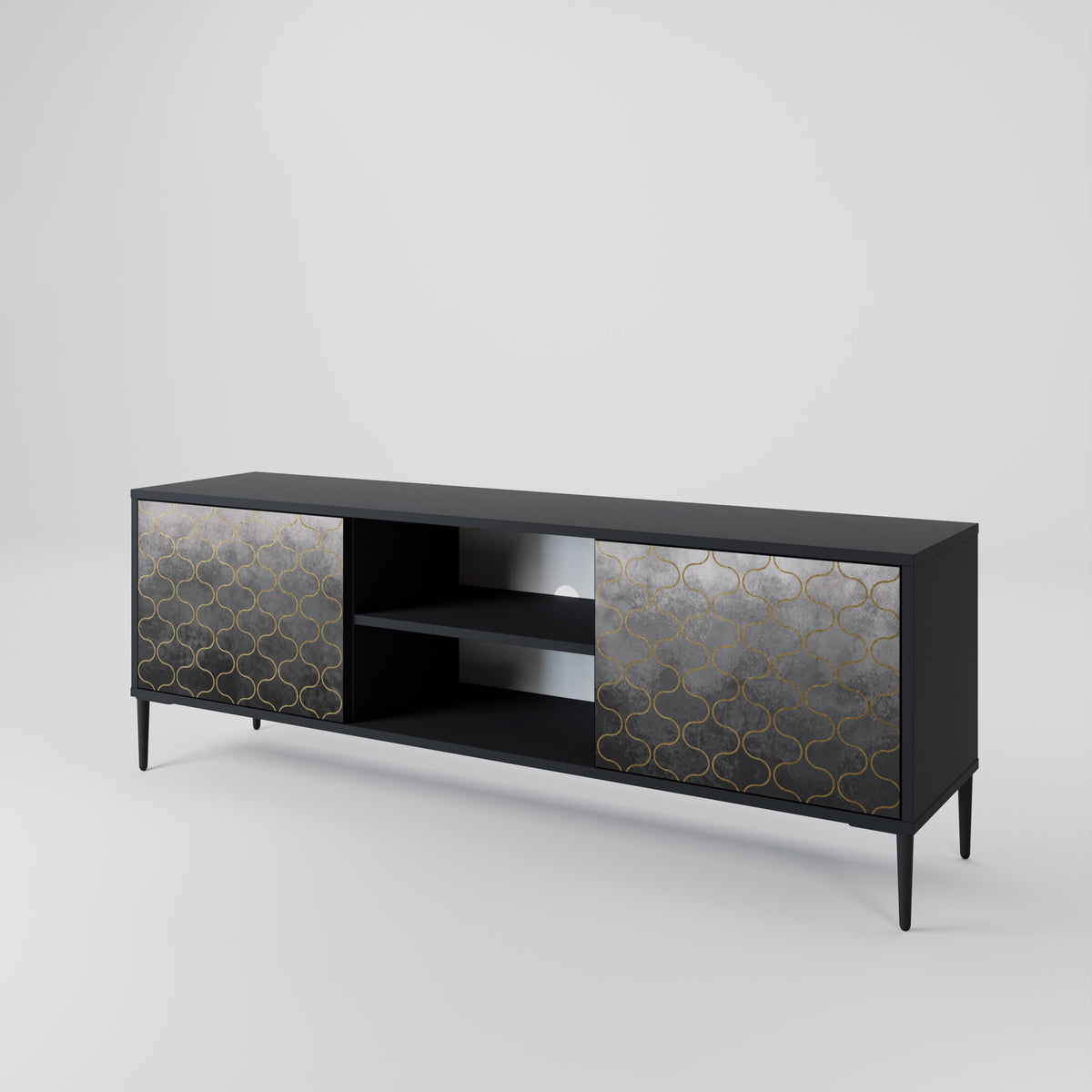 TESSELATED GRAYISH TV-bänk med två dörrar