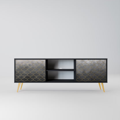 TESSELATED GRÅLIG 2-dörrars TV-bänk i svart finish