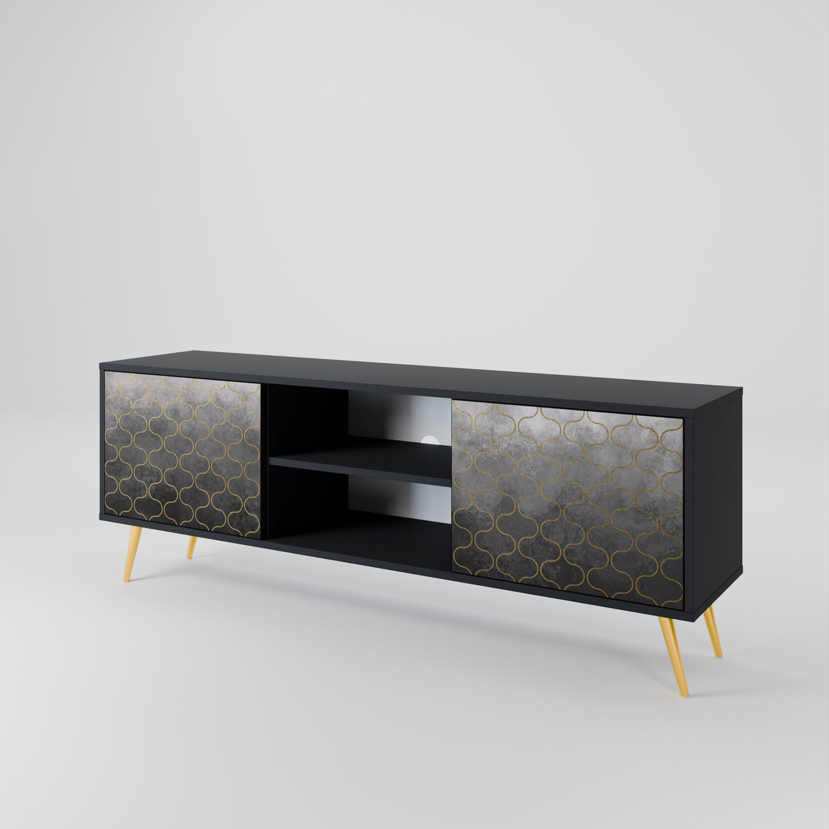 TESSELATED GRAYISH TV-bänk med två dörrar