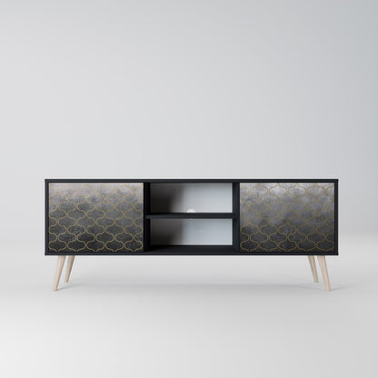 TESSELATED GRÅLIG 2-dörrars TV-bänk i svart finish