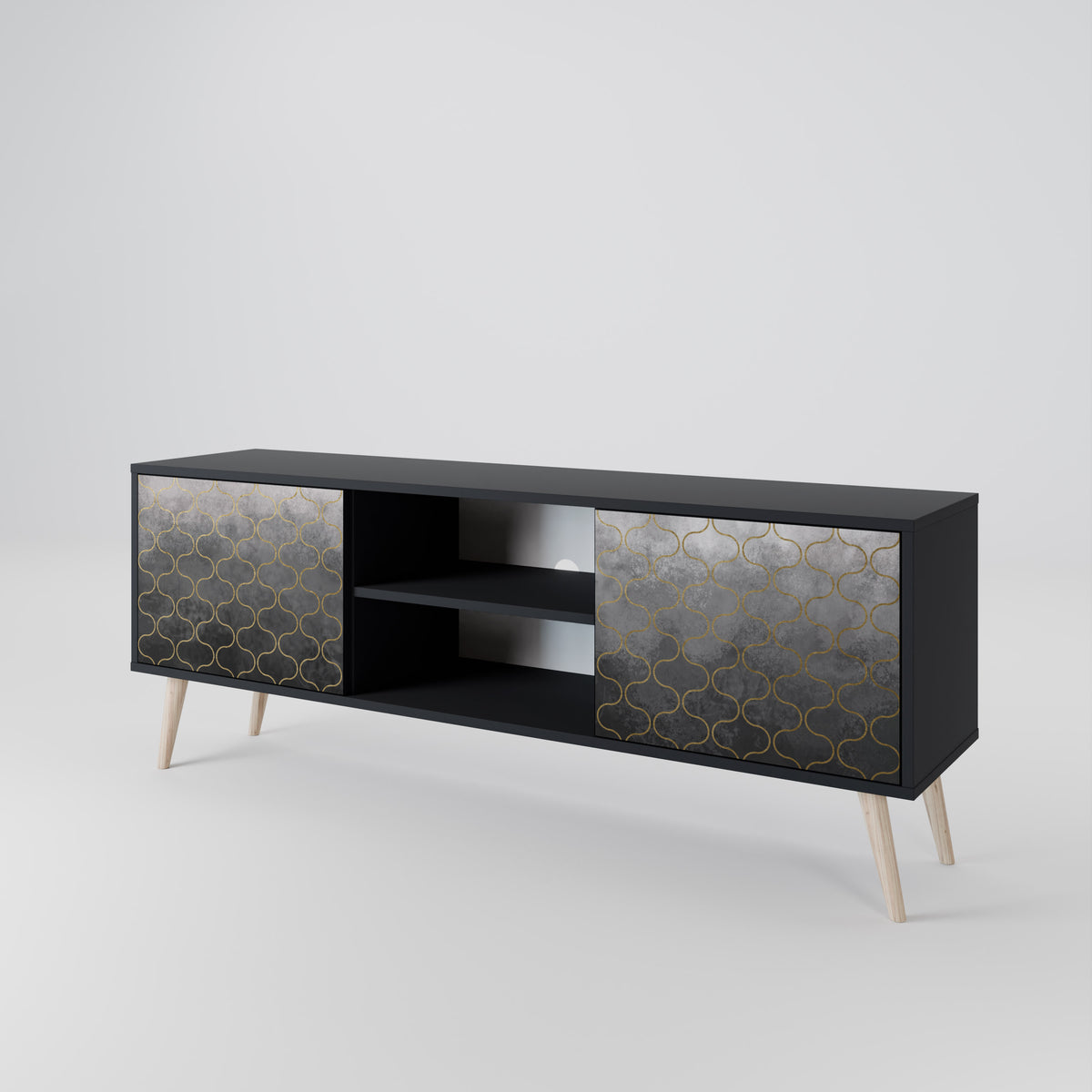 TESSELATED GRAYISH TV-bänk med två dörrar