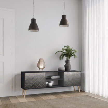 TESSELATED GRÅLIG 2-dörrars TV-bänk i svart finish