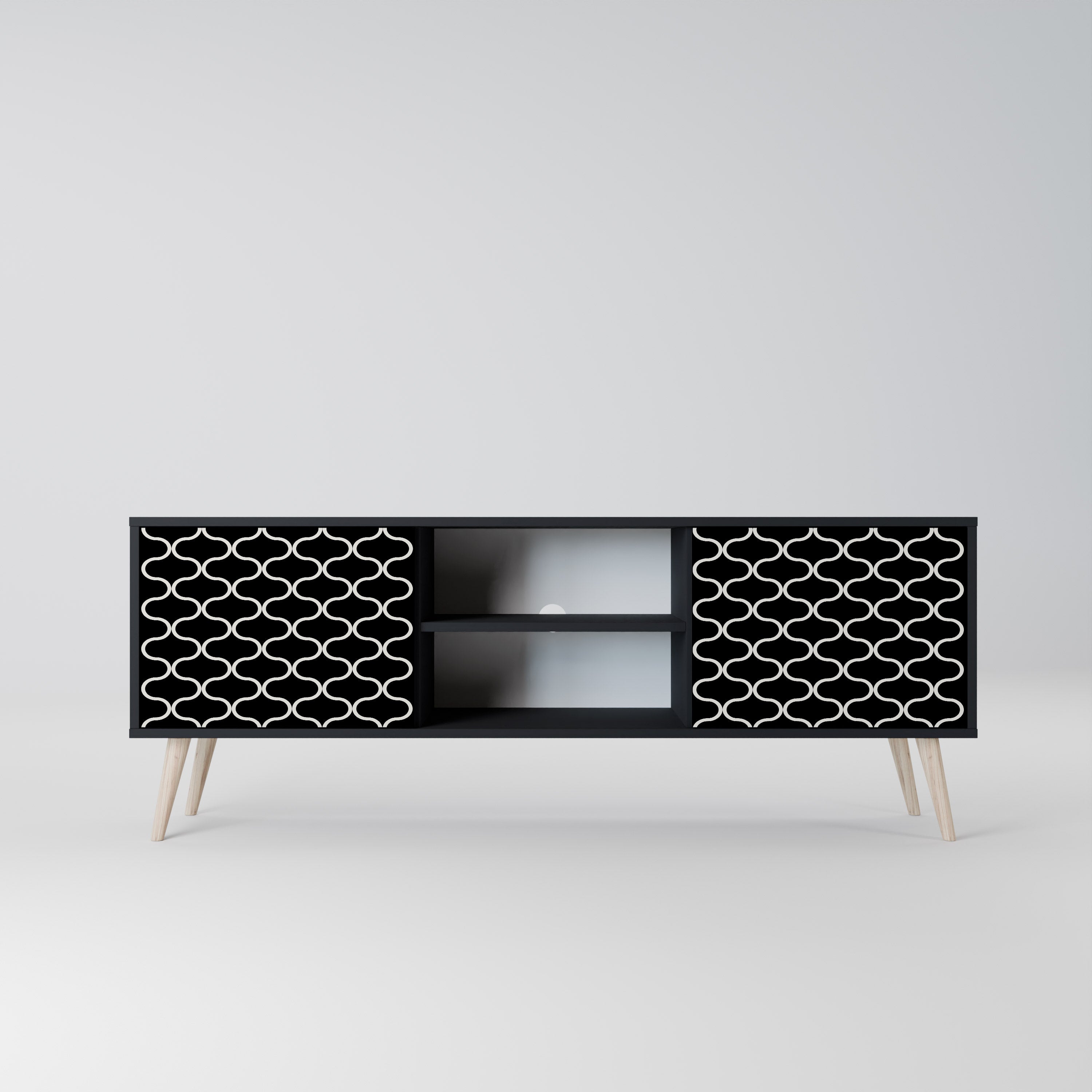 TESSELATED BLACKNESS 2-dörrars TV-bänk i svart finish