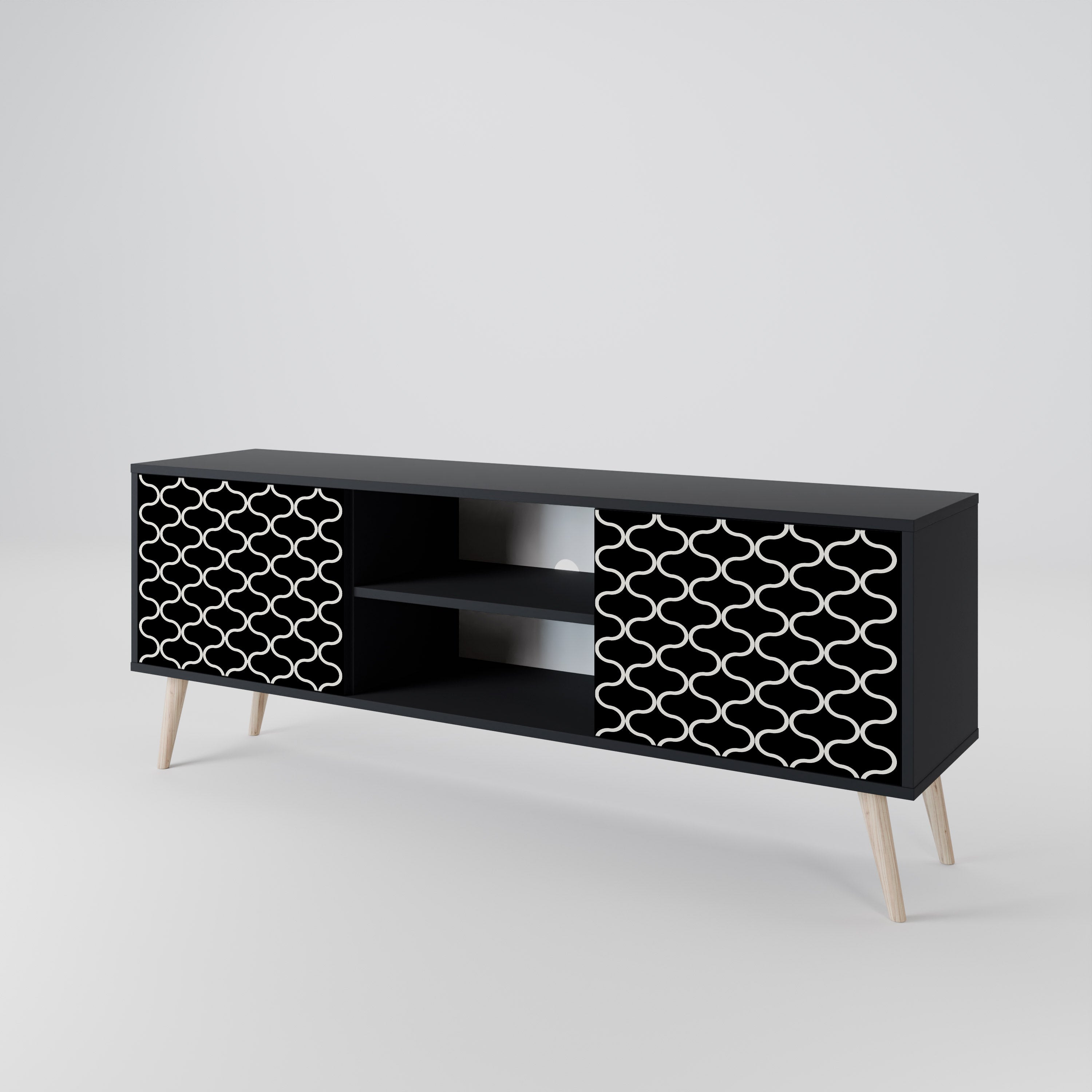 TESSELATED BLACKNESS 2-dörrars TV-bänk i svart finish