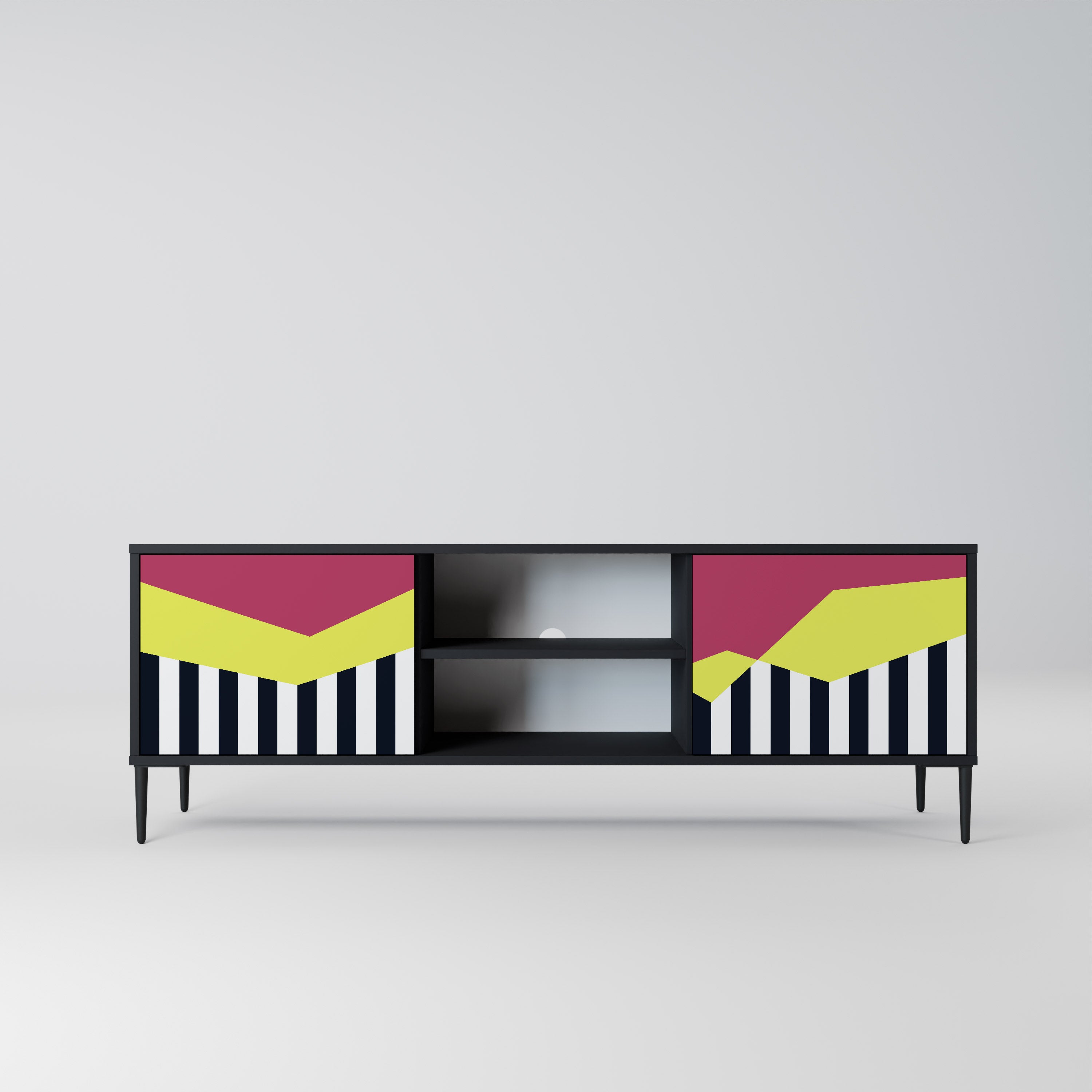 PIANO FANTASY 2-dörrars TV-bänk i svart finish
