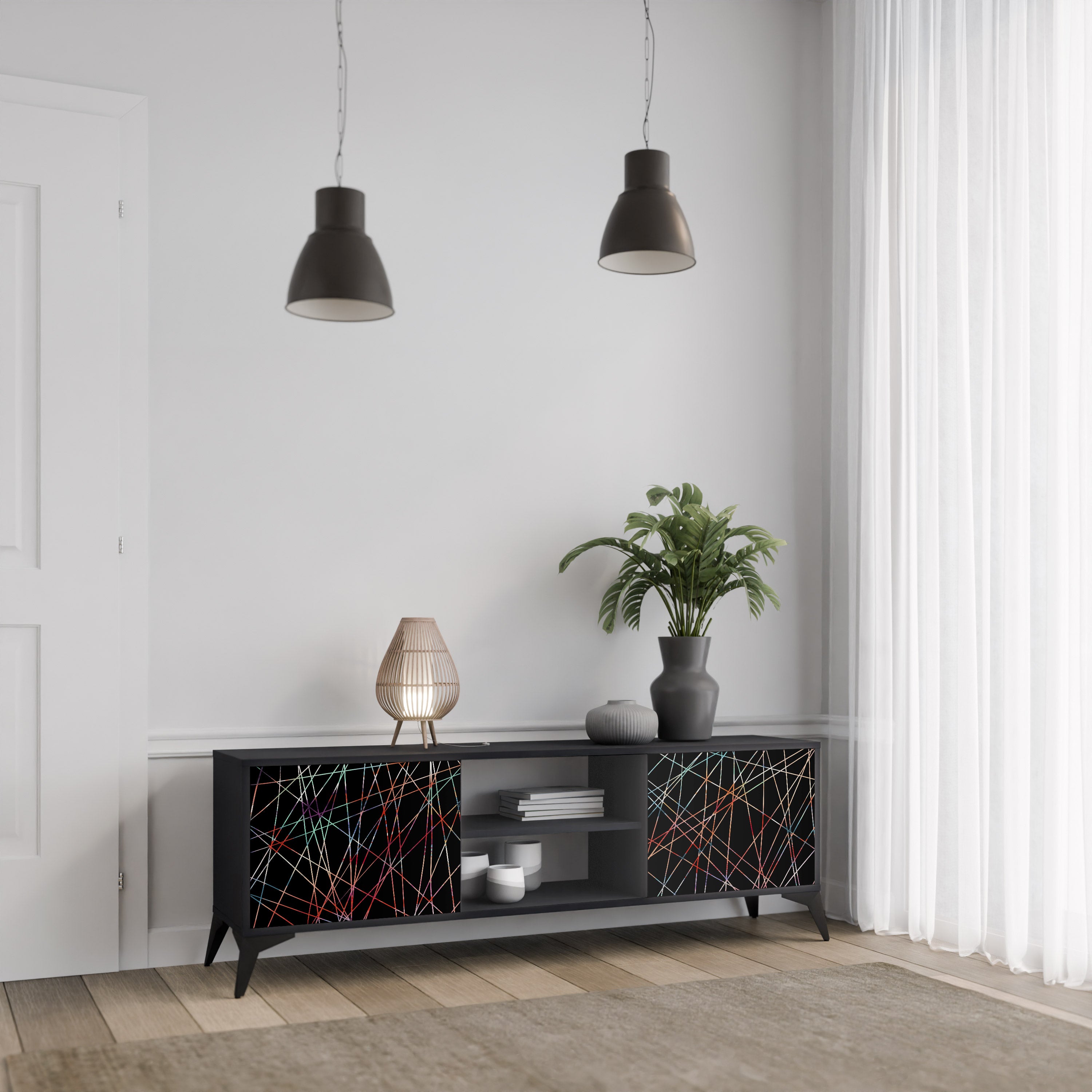 LUMINOUS SNARE 2-dörrars TV-bänk i svart finish