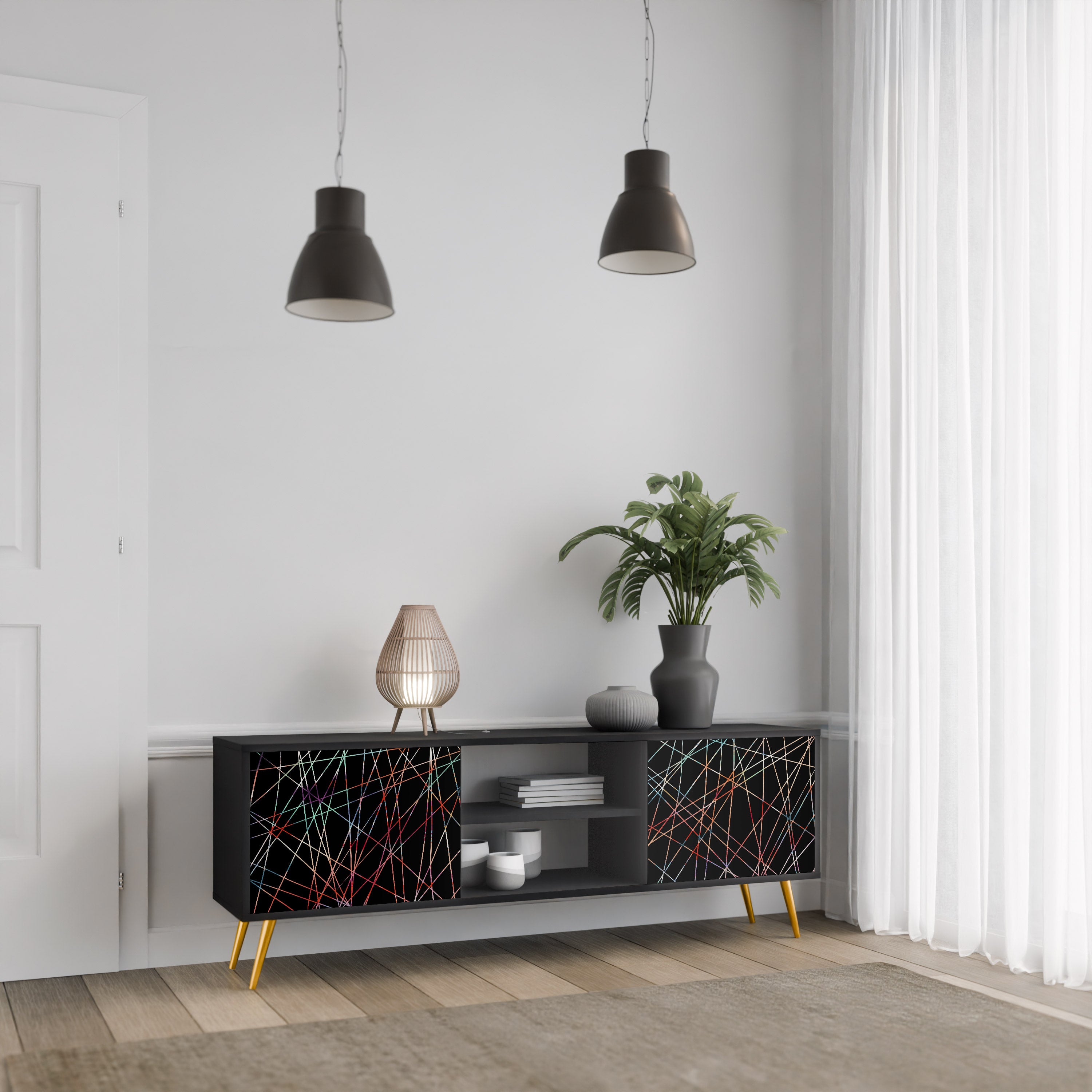LUMINOUS SNARE 2-dörrars TV-bänk i svart finish