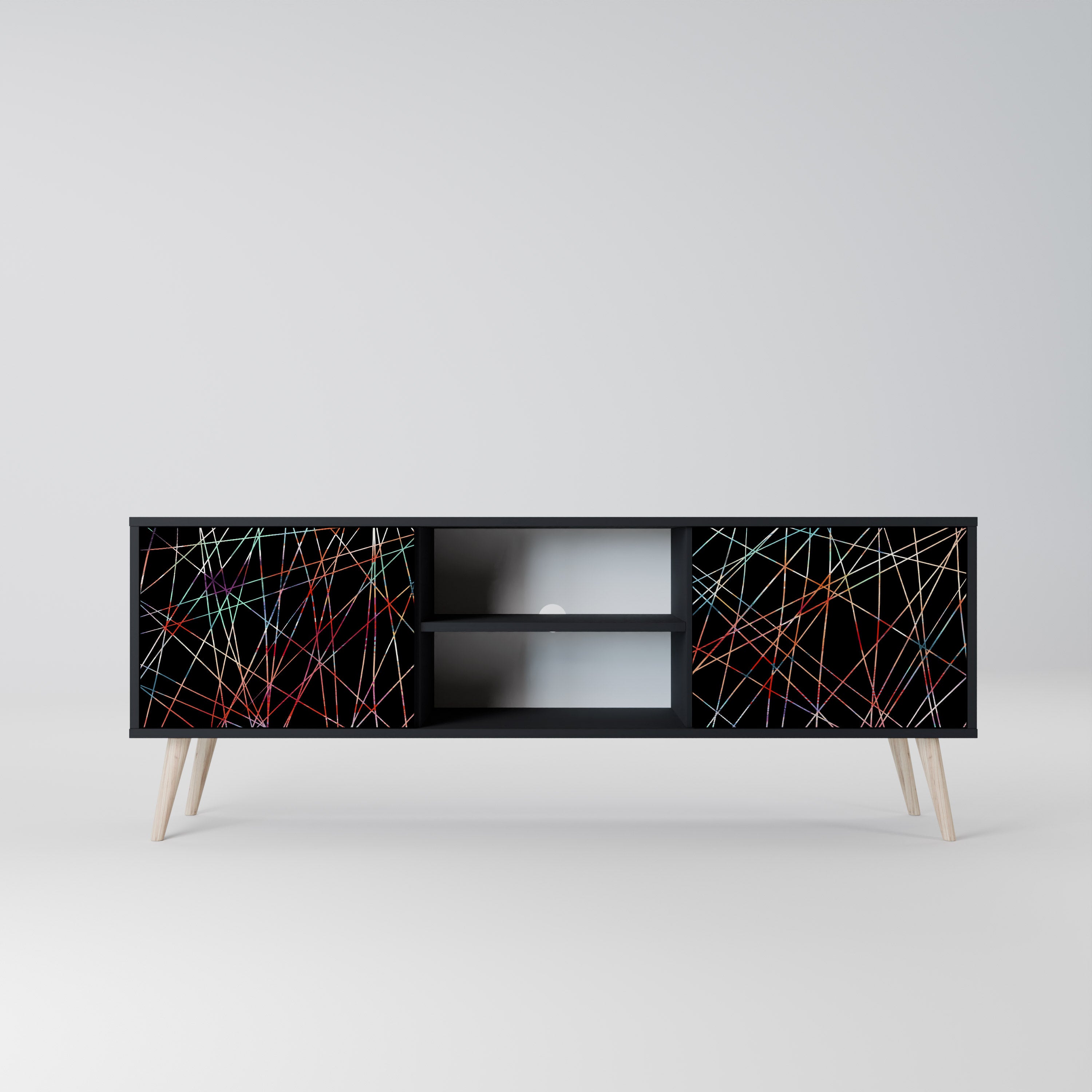LUMINOUS SNARE 2-dörrars TV-bänk i svart finish