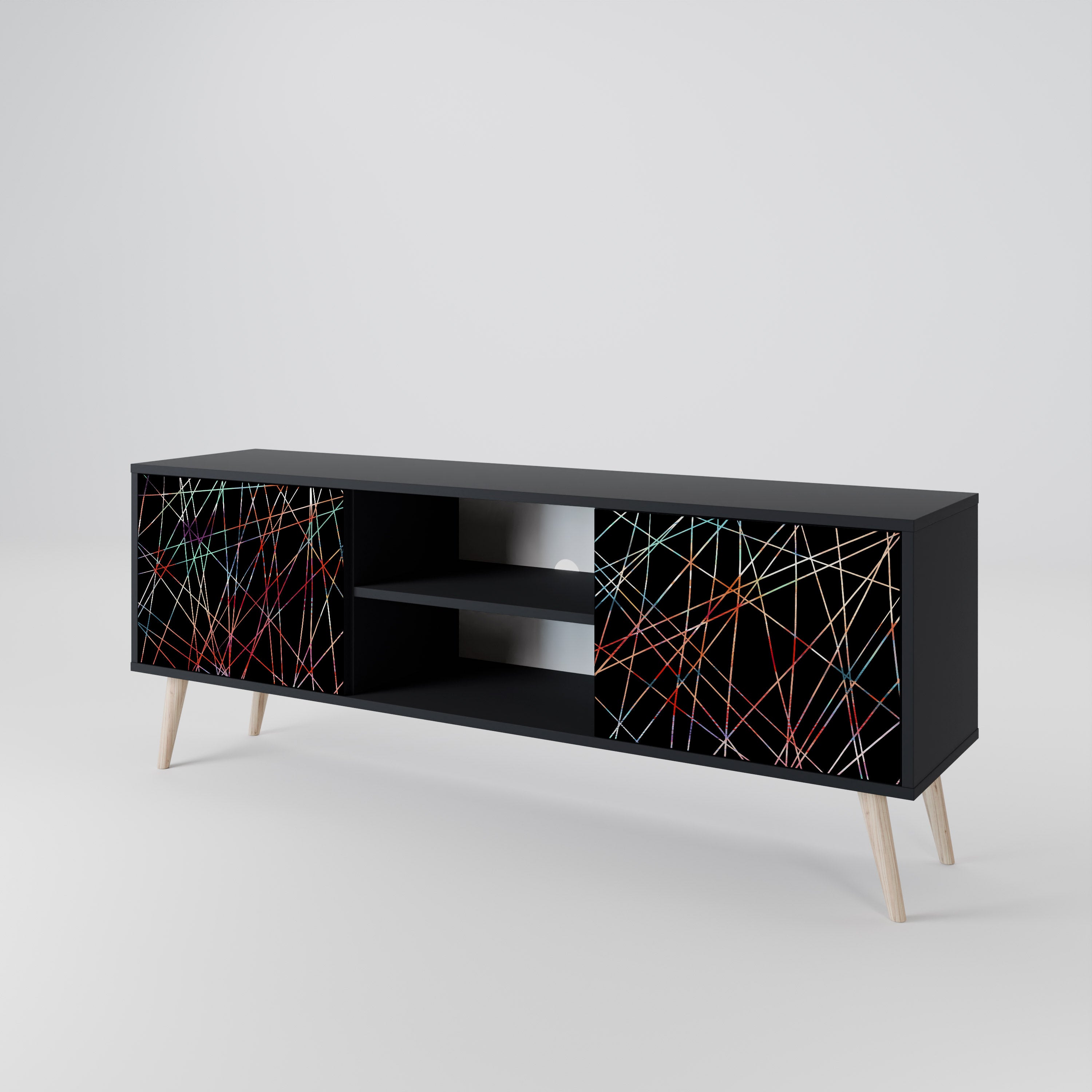 LUMINOUS SNARE 2-dörrars TV-bänk i svart finish