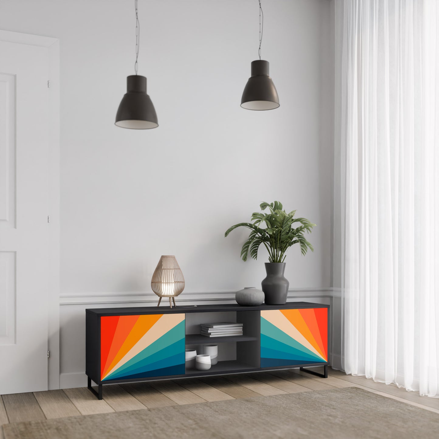 PRISM CONCUSSION 2-dörrars TV-bänk i svart finish