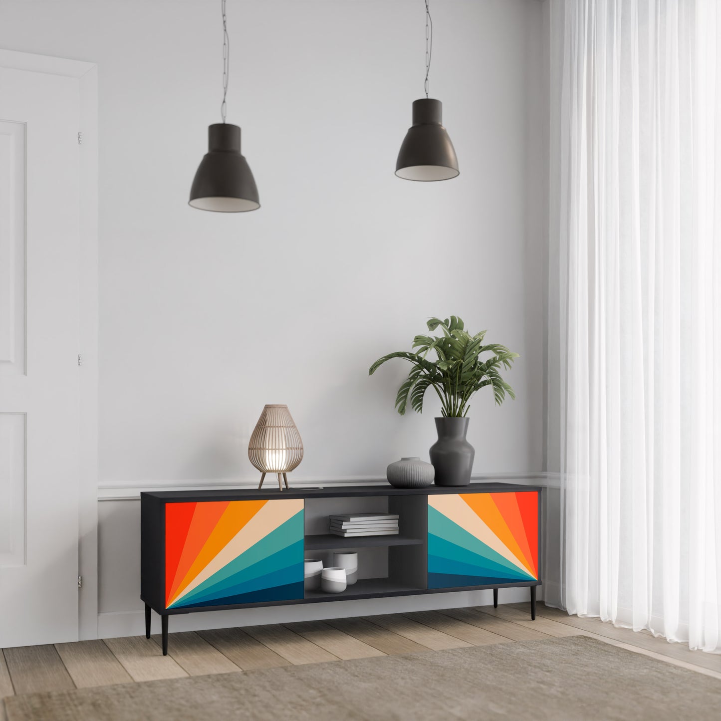 PRISM CONCUSSION 2-dörrars TV-bänk i svart finish