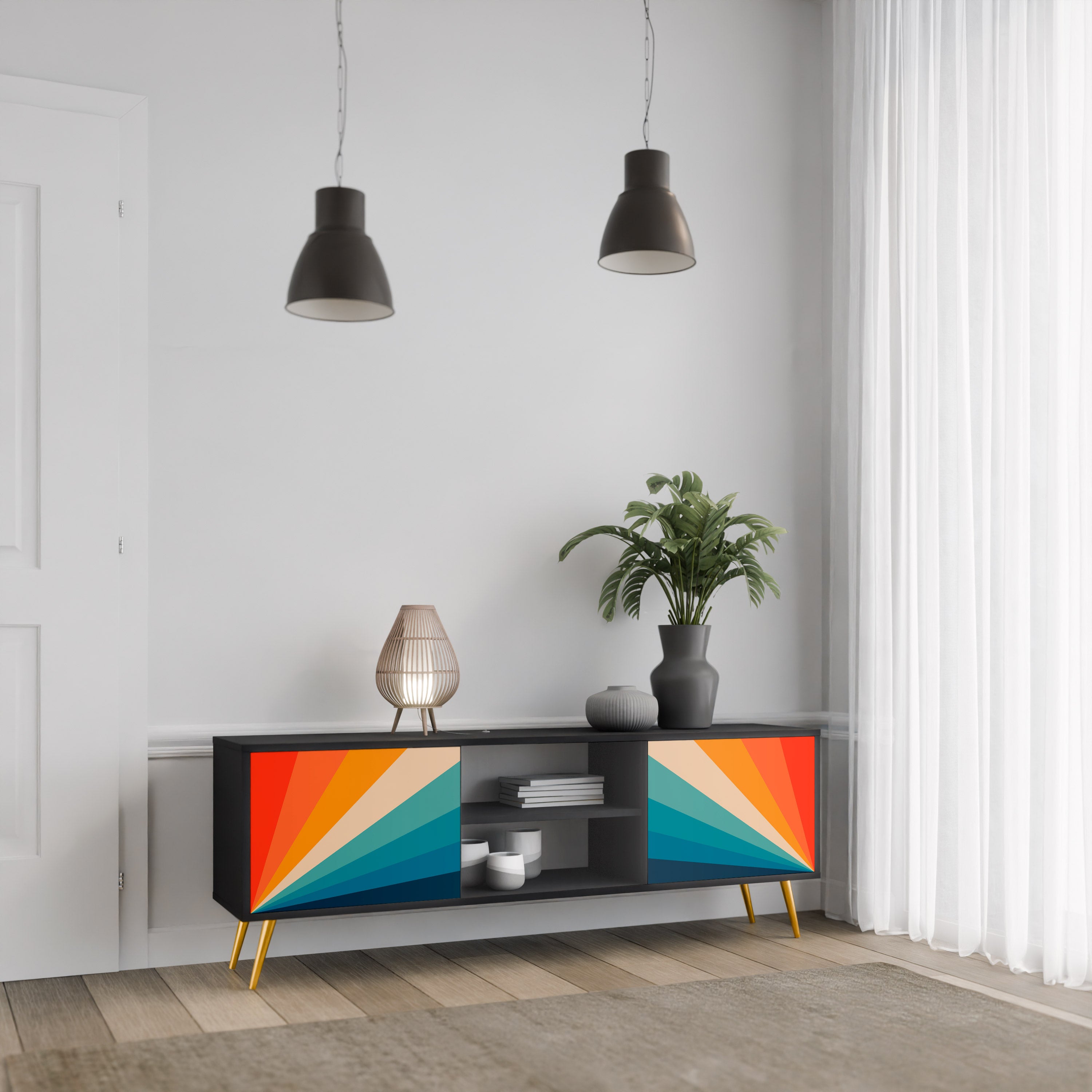 PRISM CONCUSSION 2-dörrars TV-bänk i svart finish