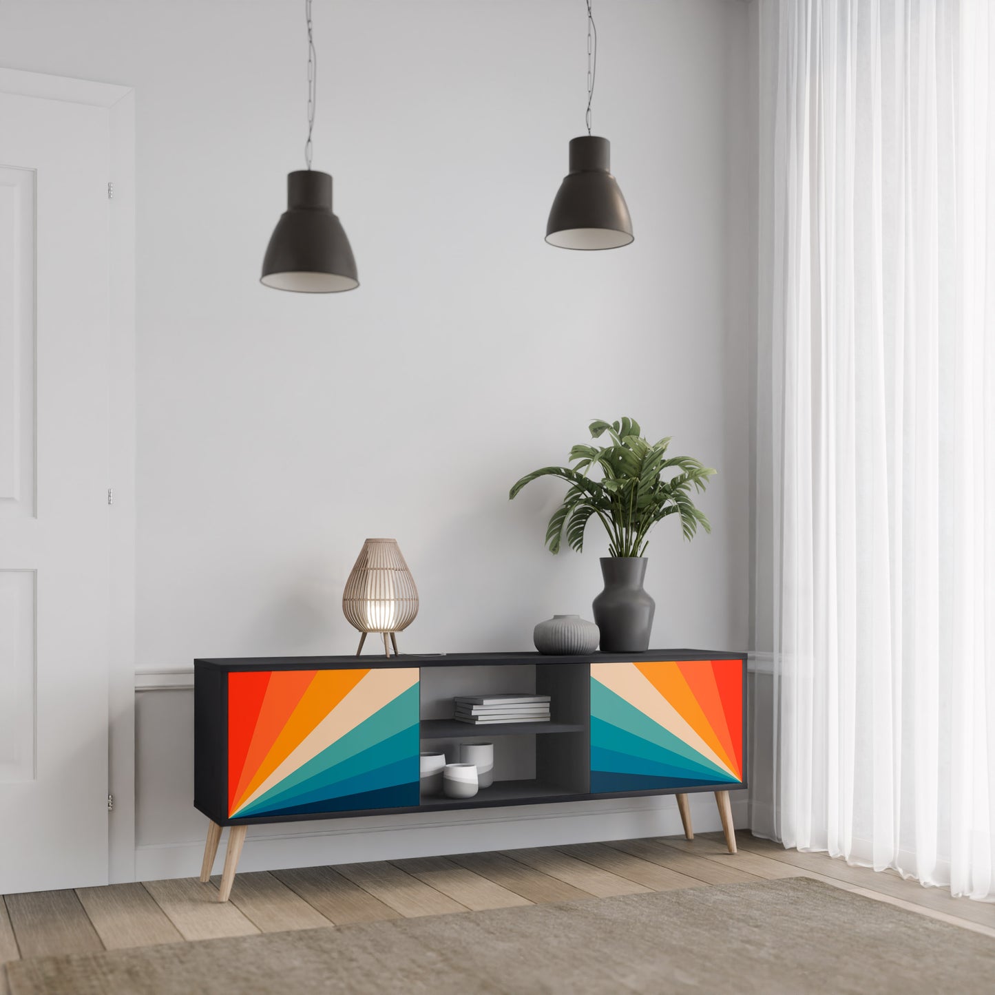 PRISM CONCUSSION 2-dörrars TV-bänk i svart finish