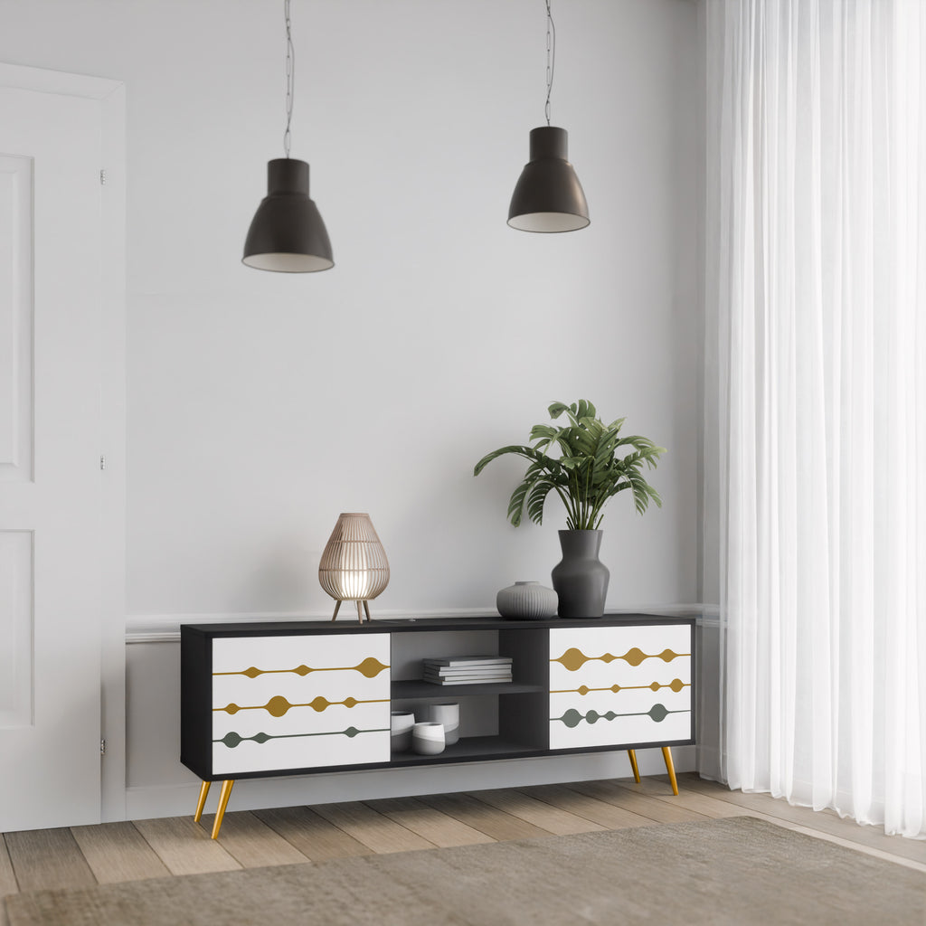 VIVID TONE 2-dörrars TV-bänk i svart finish