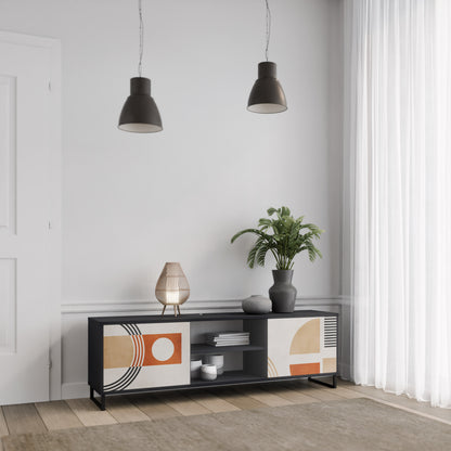 SPACE AROUND 2-Door TV Stand in Black Finish