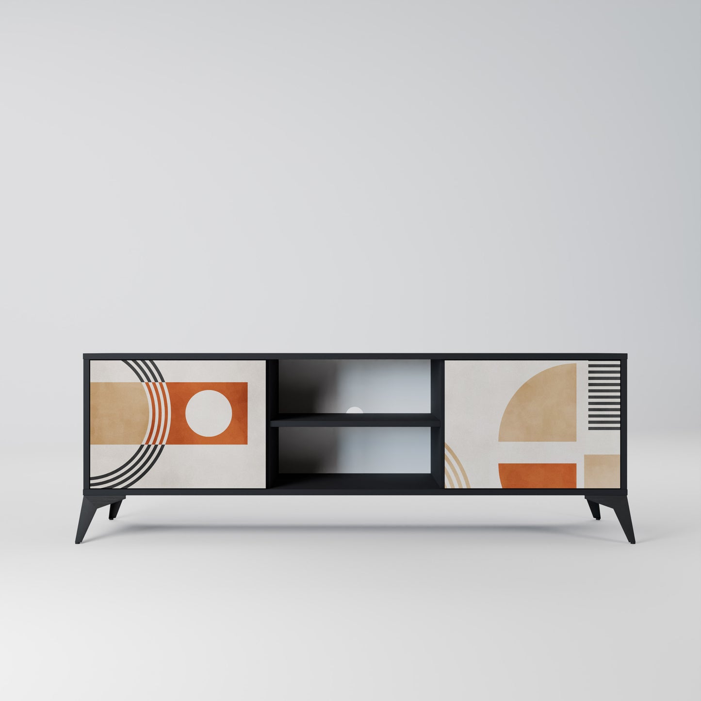 SPACE AROUND 2-Door TV Stand in Black Finish