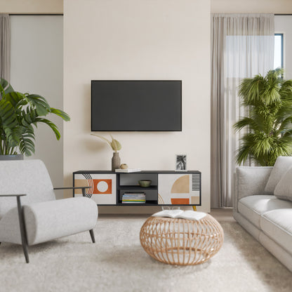 SPACE AROUND 2-Door TV Stand in Black Finish