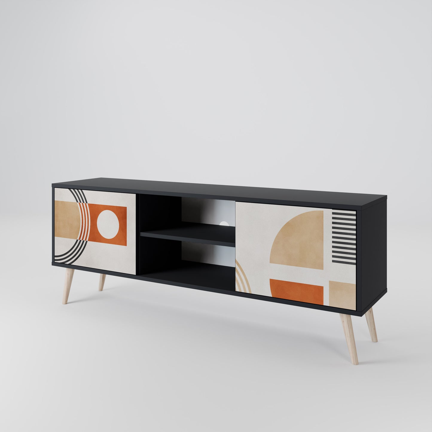 SPACE AROUND 2-Door TV Stand in Black Finish