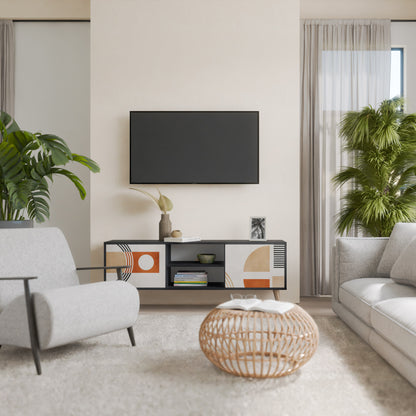 SPACE AROUND 2-Door TV Stand in Black Finish