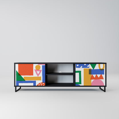 GEOMETRIC GLIMMER 2-dörrars TV-bänk i svart finish
