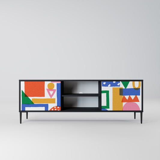 GEOMETRIC GLIMMER 2-dörrars TV-bänk i svart finish