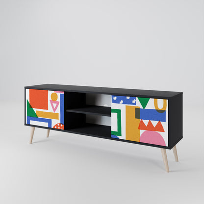 GEOMETRIC GLIMMER 2-dörrars TV-bänk i svart finish