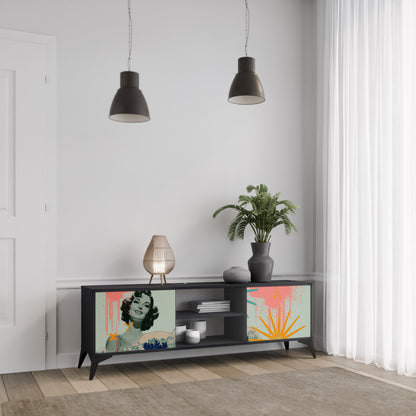 KANAGAWA BEAUTY 2-dörrars TV-bänk i svart finish