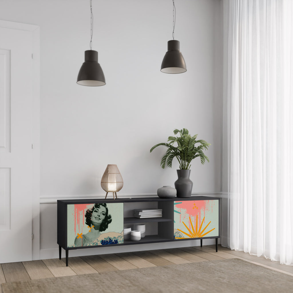 KANAGAWA BEAUTY 2-dörrars TV-bänk i svart finish