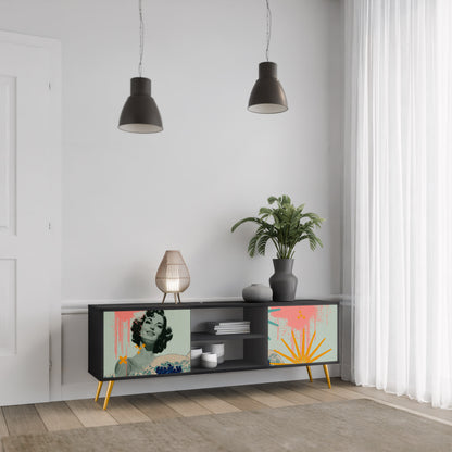 KANAGAWA BEAUTY 2-dörrars TV-bänk i svart finish