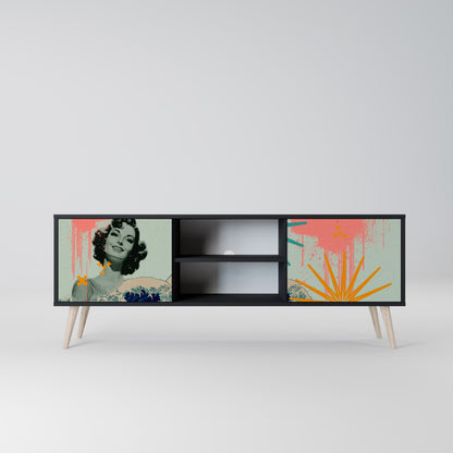 KANAGAWA BEAUTY 2-dörrars TV-bänk i svart finish