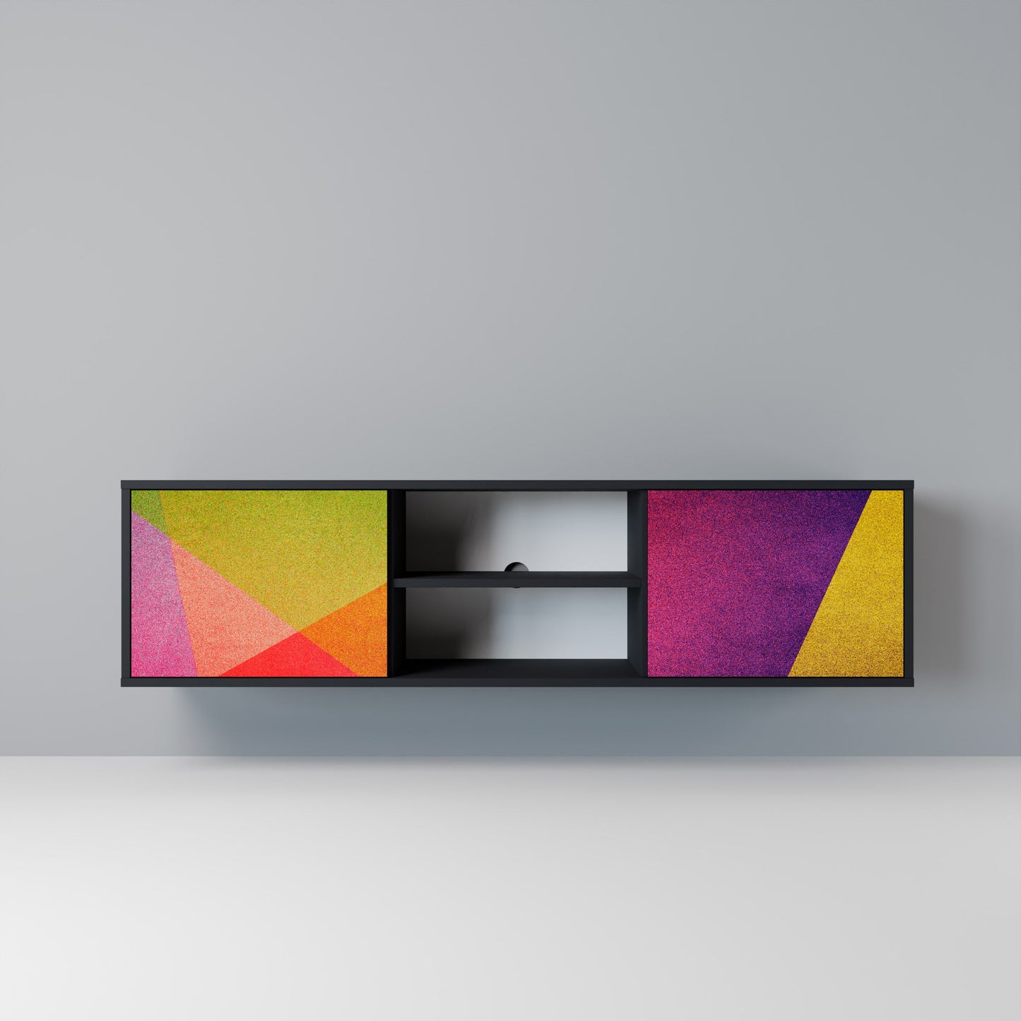 VIVID GEOMETRY 2-Door TV Stand in Black Finish