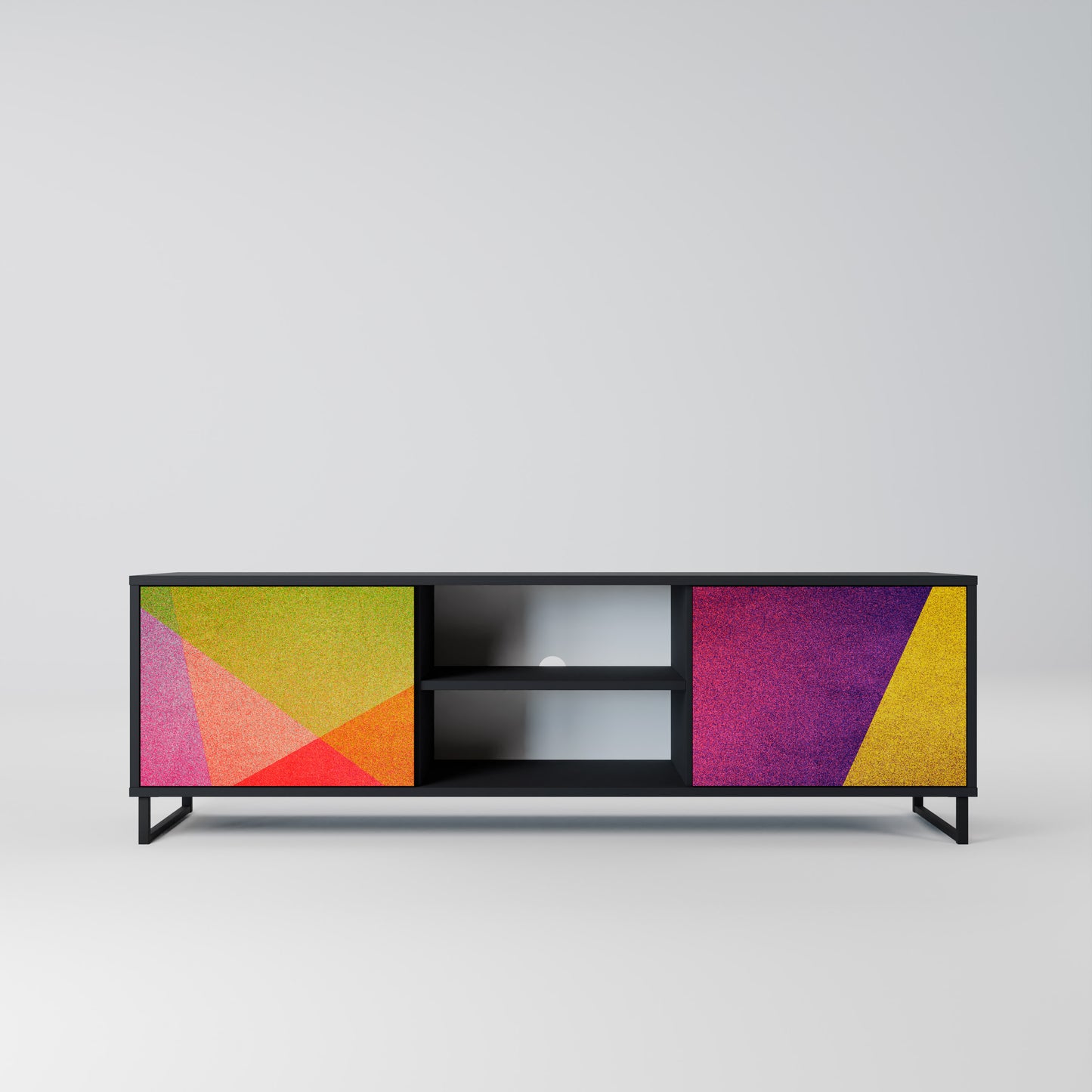 VIVID GEOMETRY 2-Door TV Stand in Black Finish