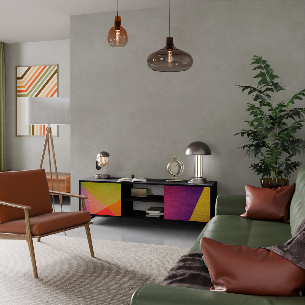 VIVID GEOMETRY 2-dörrars TV-bänk i svart finish