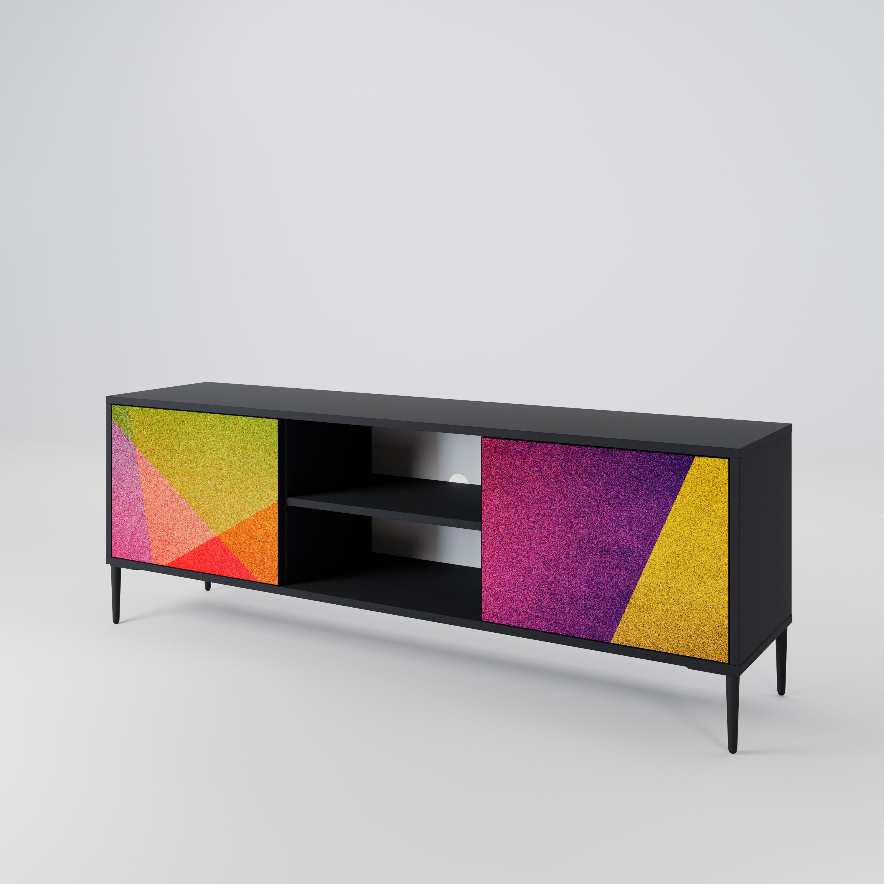 VIVID GEOMETRY 2-dörrars TV-bänk i svart finish