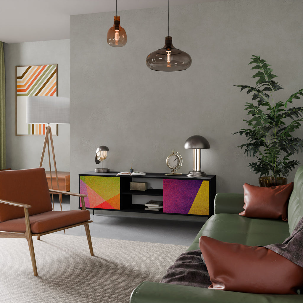 VIVID GEOMETRY 2-dörrars TV-bänk i svart finish