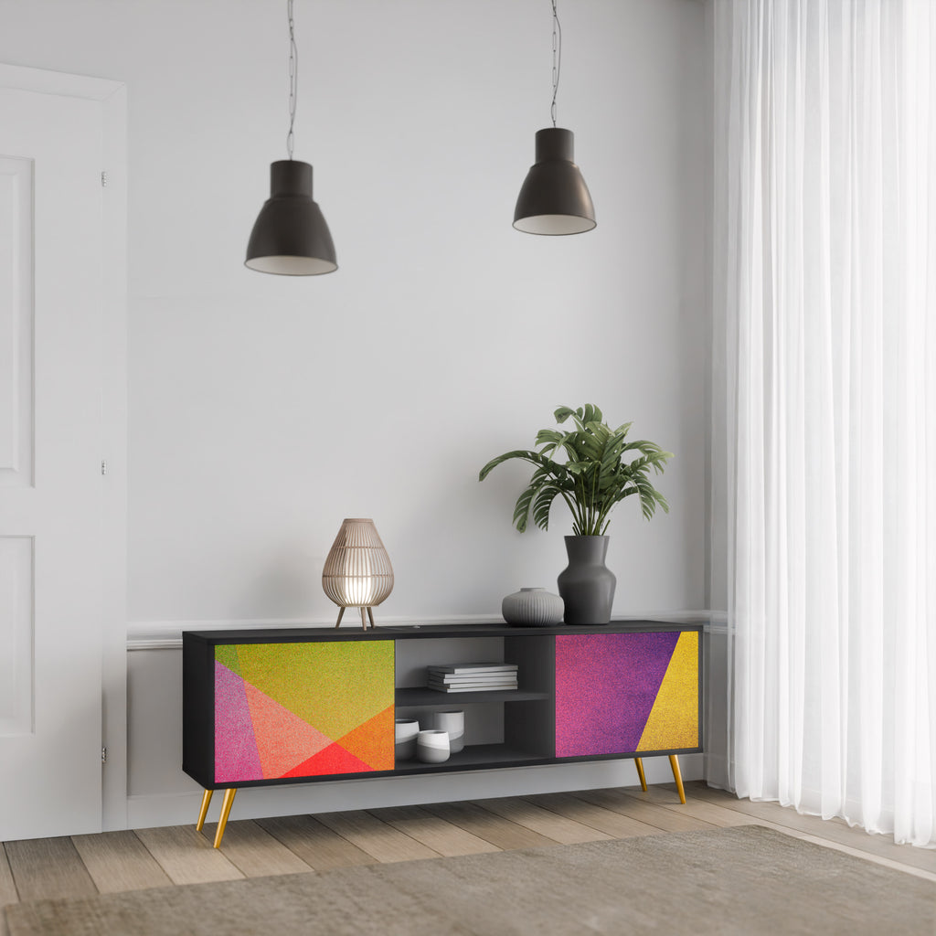 VIVID GEOMETRY 2-dörrars TV-bänk i svart finish
