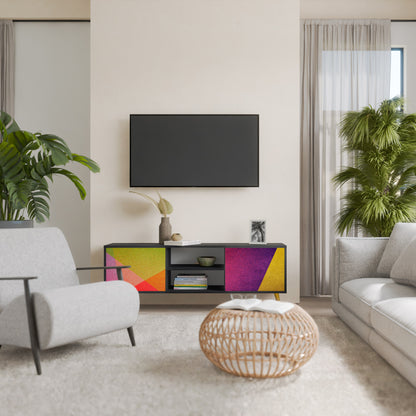 VIVID GEOMETRY 2-Door TV Stand in Black Finish