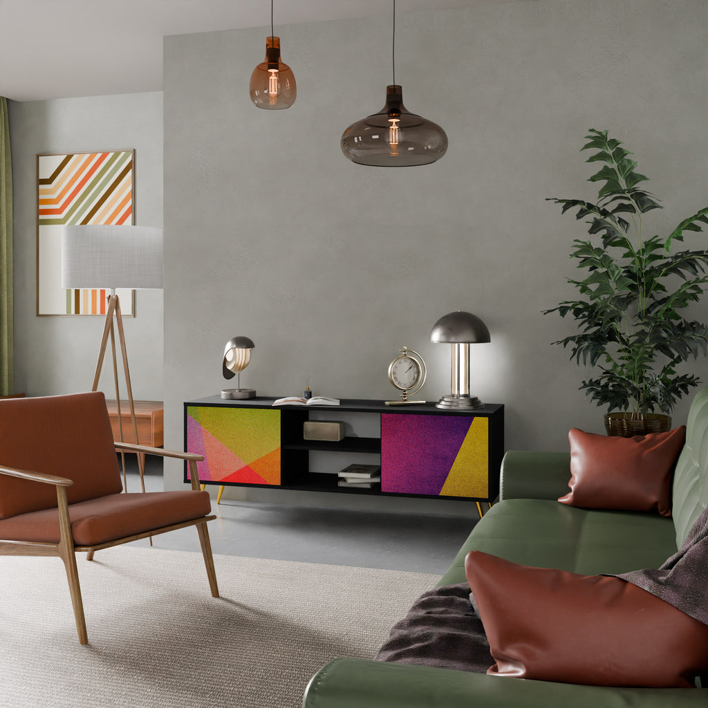 VIVID GEOMETRY 2-dörrars TV-bänk i svart finish