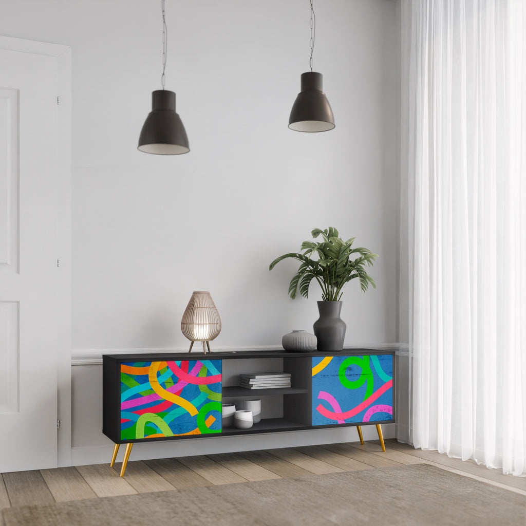 STREAMER TANGLE 2-dörrars TV-bänk i svart finish